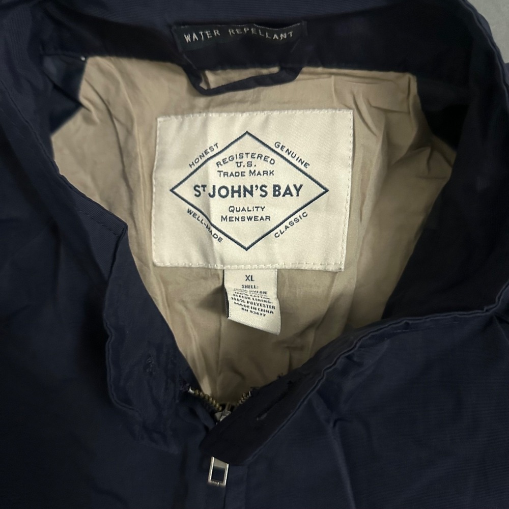 Men's Water Resistant Black Jacket St John's Bay XL Navy - Picture 4 of 6